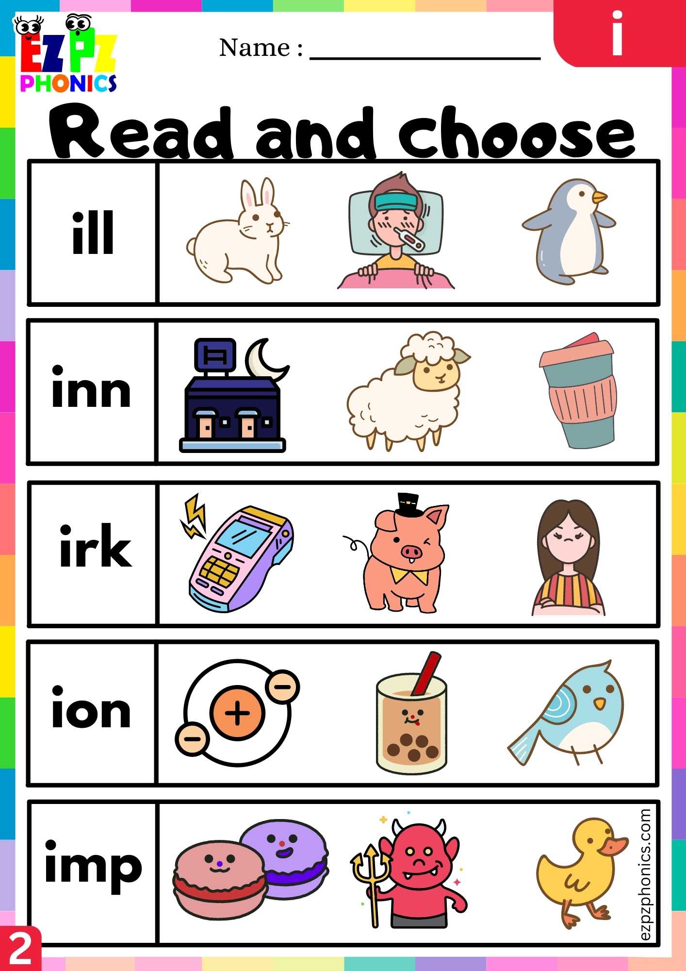 Group2 Letter I Read And Choose Beginning Sounds Worksheet